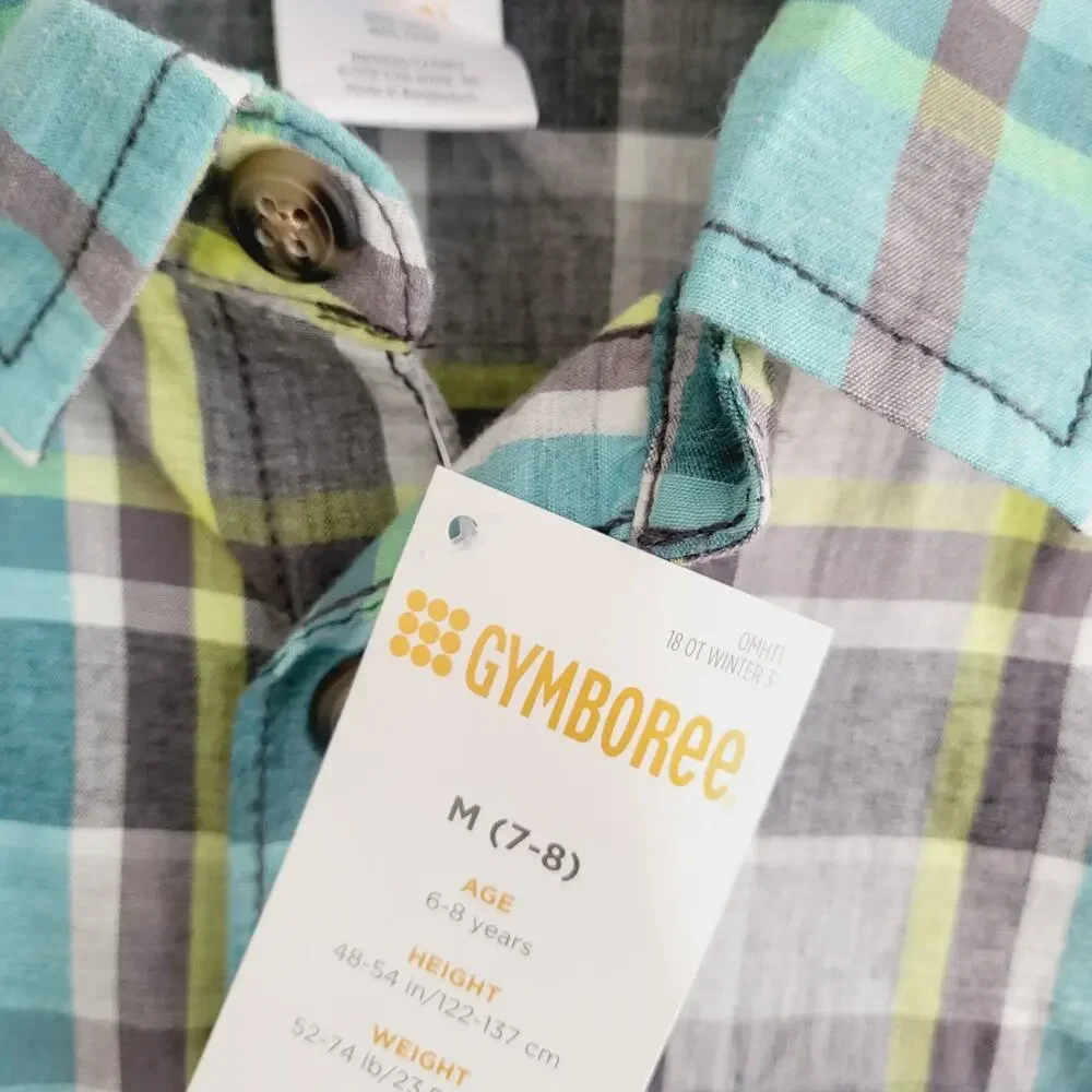 New Gymboree 7/8 plaid button down
